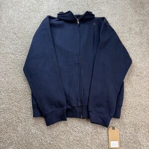 Pro-Weave Hoodie Mens Medium Navy Solid Fleece Full Zip Hooded Casual Sweatshirt